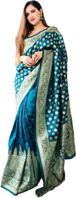 SHRIMAY Woven Kanjivaram Silk Blend Saree(Light Green)