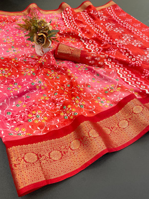 ZARISTACREATION Printed Bollywood Dupion Silk Saree(Red)