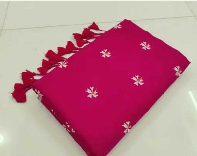 Soma Tant saree Mahal Self Design, Woven, Geometric Print Handloom Cotton Silk Saree(Pink)