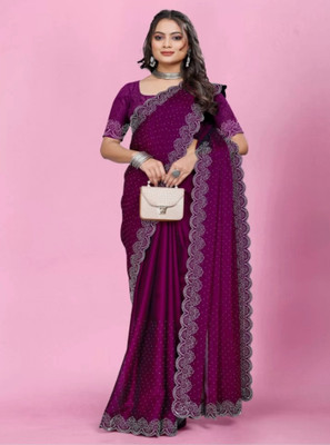 TIRTHU ENTERPRISE Embellished Banarasi Art Silk Saree(Purple)