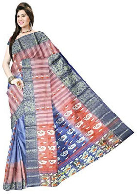 Pradip Fabrics Printed Bollywood Silk Blend Saree(Blue, Maroon)