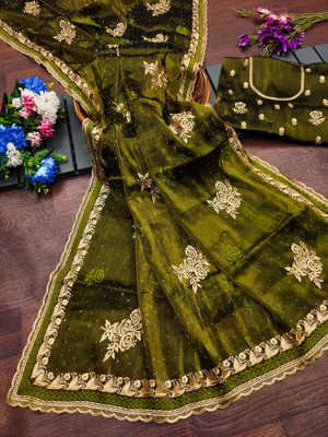 Keshav Creation Embroidered Bollywood Jimmy choo Saree(Light Green)