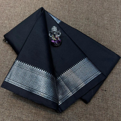 NST5 Printed Paithani Cotton Silk Saree(Black)