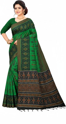 Padma Self Design, Printed Sambalpuri Pure Cotton Saree(Green)