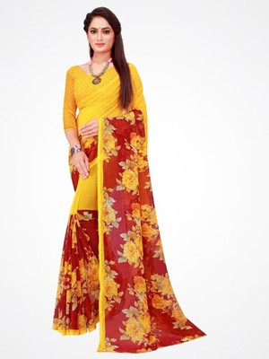 Suali Self Design Bollywood Georgette Saree(Yellow)