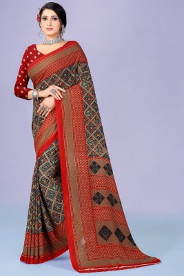 Leelavati Printed Daily Wear Georgette Saree(Maroon, Black)