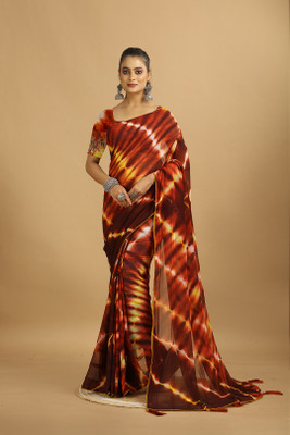 Virendra Textile Dyed Bollywood Georgette Saree(Multicolor)