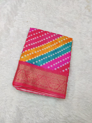 FEMORI Striped Banarasi Silk Blend Saree(Multicolor)