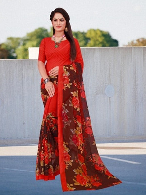 Suntex Printed Bollywood Georgette Saree(Multicolor)