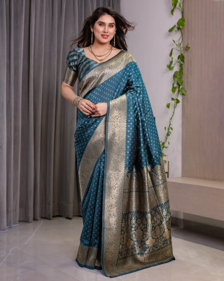 KB DESIGNER Woven Kanjivaram Pure Silk Saree(Blue)