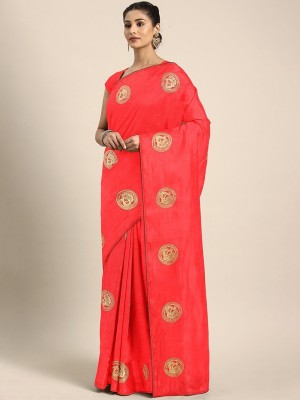 SERONA FABRICS Embroidered Bollywood Silk Blend Saree(Red)