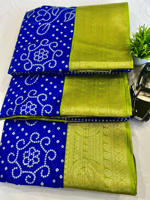 Chandan Fabrics Printed Bollywood Chanderi Saree(Dark Blue)