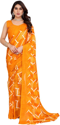 TTH Printed Bollywood Georgette Saree(Yellow, White)
