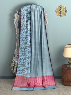 Muskan Fashion House Woven Bollywood Silk Blend Saree(Light Blue)