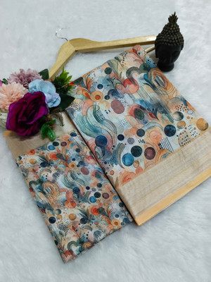 HangerStories Woven Bollywood Pure Cotton, Cotton Linen Saree(Multicolor)