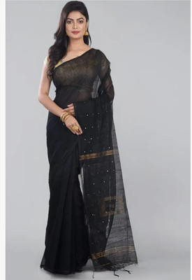 Bholenath textile Self Design Handloom Pure Cotton Saree(Blue)