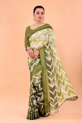 NEGRONI Printed Daily Wear Silk Blend Saree(Green)