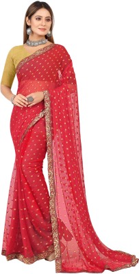 Aardiva Printed Bollywood Chiffon Saree(Red)