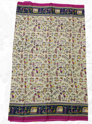 MAATARA TEXTILE AND COLLECTION Floral Print Bollywood Pure Cotton Saree(Multicolor)