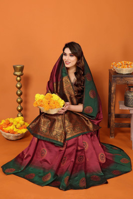 Soor Panchi Woven Kanjivaram Pure Silk Saree(Maroon)