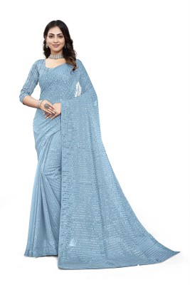 Shivam Fashion Embroidered Bollywood Georgette Saree(Light Blue)