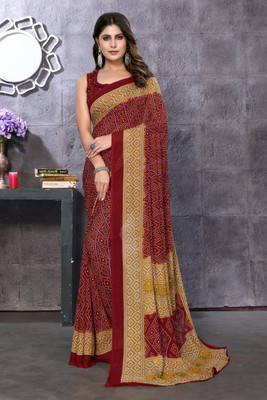 YASHIKA Printed Daily Wear Georgette Saree(Maroon)