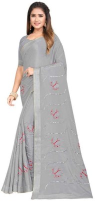 RUDRAKSH Woven Bollywood Georgette Saree(Grey)