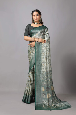 Virendra Textiles Printed Bollywood Chiffon Saree(Green)