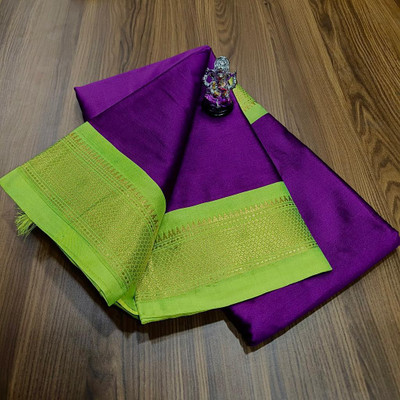 EBAAD TEXTILE Woven Paithani Cotton Silk Saree(Magenta, Light Green)