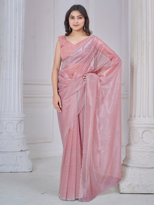 Sareemall Embellished Bollywood Net Saree(Pink)