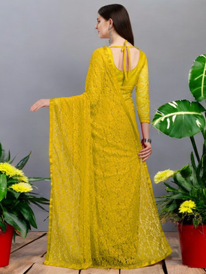 NORAFLEXx Printed Bollywood Brasso Saree(Yellow)