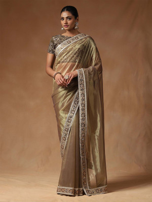 Tasrika Embellished Bollywood Net Saree(Gold)