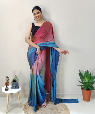 Samah Dyed, Ombre Bollywood Chiffon, Georgette Saree(Pink, Blue)