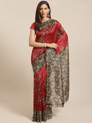 Grubstaker Printed Mysore Art Silk Saree(Multicolor)