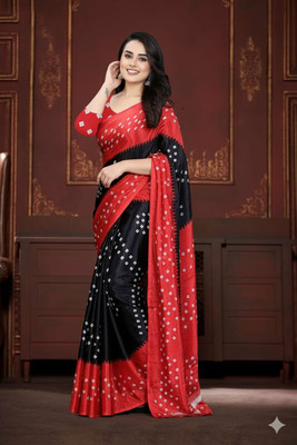 jihana fab Printed Banarasi Chiffon Saree(Multicolor)