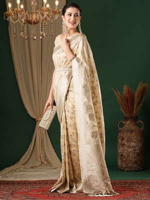 Sareemall Woven Kanjivaram Georgette Saree(Cream)