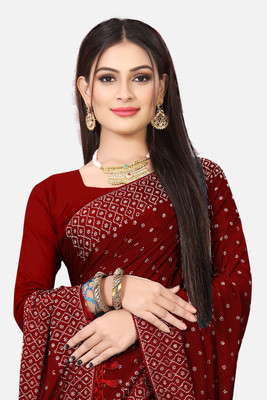 nevya creation Self Design Chanderi Georgette Saree(Maroon)
