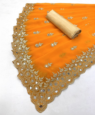 NETRA BOUTIQUE Embroidered Bollywood Georgette Saree(Orange)