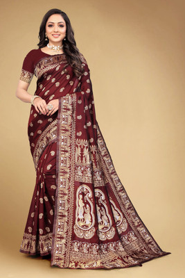 Vartul Enterprise Self Design Bollywood Jacquard Saree(Maroon)