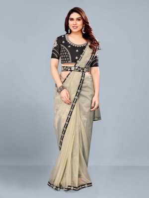 ISHA TRADE Embellished Bollywood Net Saree(Grey)
