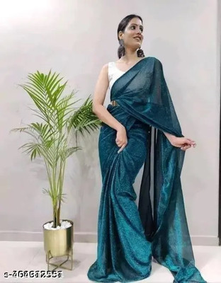 Vragi Self Design Bollywood Lycra Blend Saree(Green)