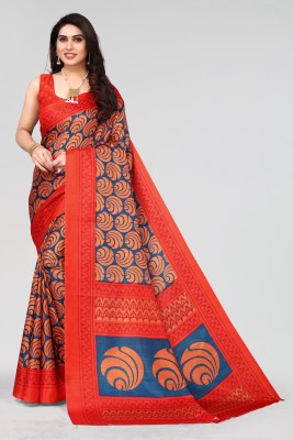 Winza Designer Self Design, Printed Daily Wear Cotton Silk Saree(Red)