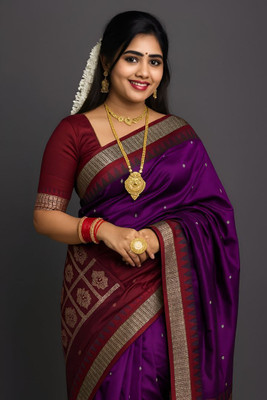 Sijileen Embroidered Sambalpuri Art Silk Saree(Magenta)