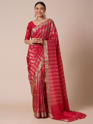 ANOUK Woven Banarasi Viscose Rayon Saree(Pink)
