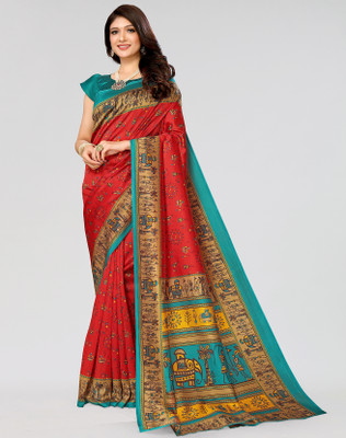 ANIRAV Printed Bollywood Art Silk Saree(Red)
