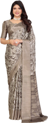 Priyashi Printed Bollywood Tussar Silk Saree(Brown)