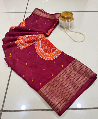 Chandan Fabrics Printed Kalamkari Jacquard Saree(Maroon)