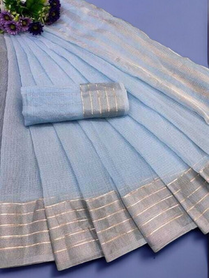 SAREE EXOTICA Self Design Bollywood Net Saree(Light Blue)
