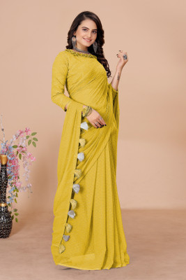 Swastik Creation Self Design Bollywood Georgette Saree(Multicolor)