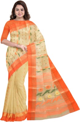 Monde Avenir Woven Banarasi Handloom Tussar Silk Saree(Cream, Orange)